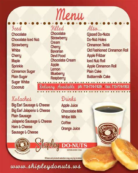 shipley do-nuts|shipley do nuts menu.